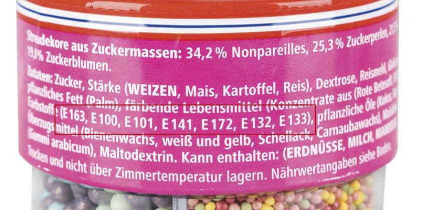 Dr. Oetker Kuchendekor Rainbow und Party Mix - Alte Zutatenliste