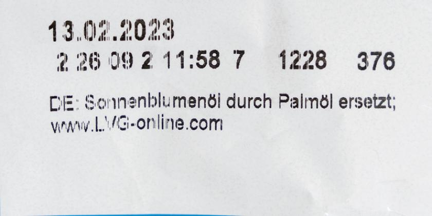 Penny Chips Salz - Hinweis auf Palmöl auf der Rückseite