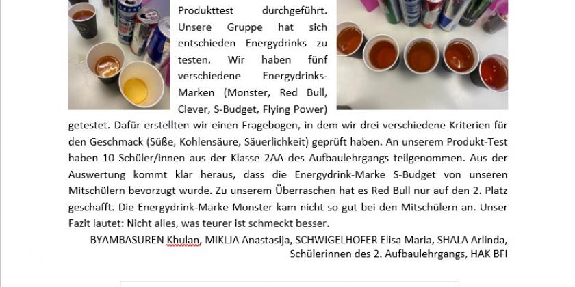 Bericht Energy-Drinks