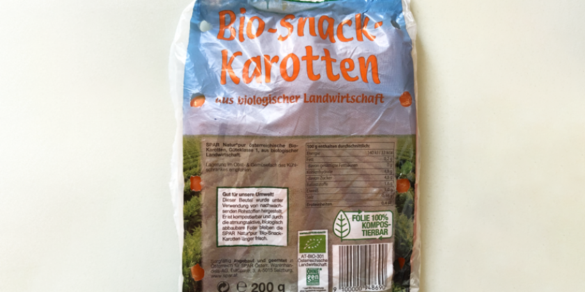 Spar Bio Snack Karotten Rückseite des Sackerls