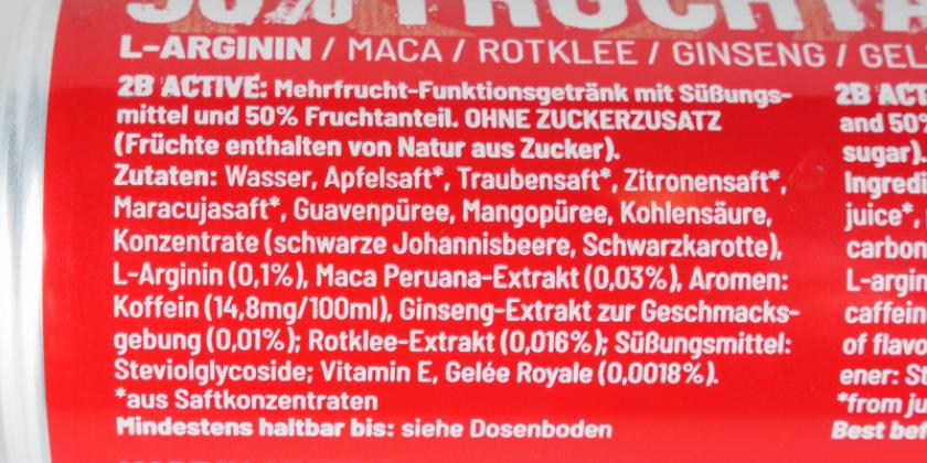 2B Active Zutatenliste