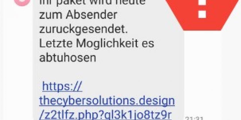 Phishing message by SMS