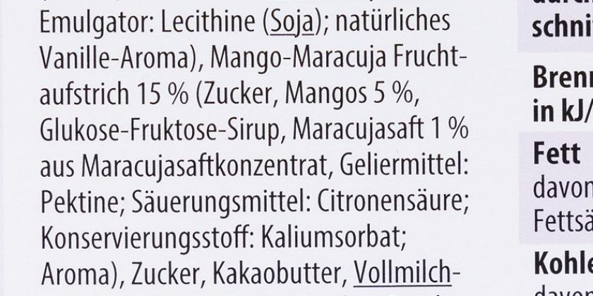 Billa Genusswelt Maracuja Kugeln Zutatenliste