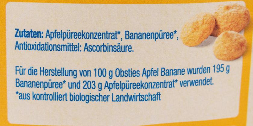 Alete bewusst Obsties Apfel Banane Zutatenliste