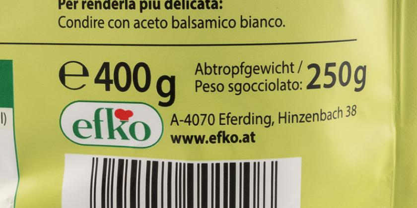 Efko Krautsalat mit Speck alte Füllmengenangabe 400 g netto und 250 g Abtropfgewicht