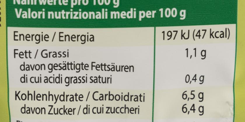 Efko Krautsalat mit Speck - alte Nährwertangabe