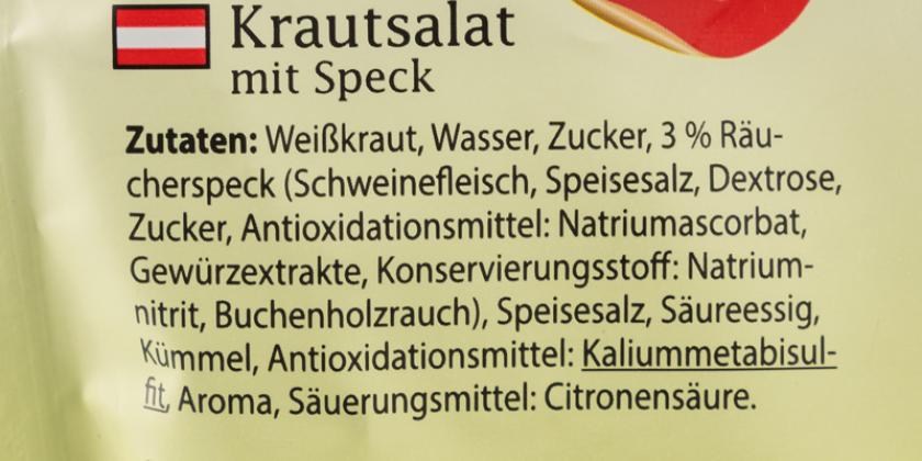 Efko Krautsalat mit Speck - alte Zutatenliste