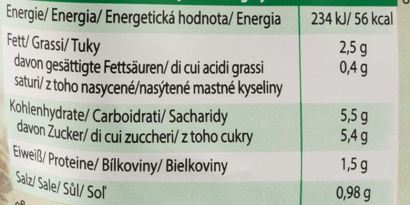 Efko Krautsalat mit Speck - neue Nährwertangabe