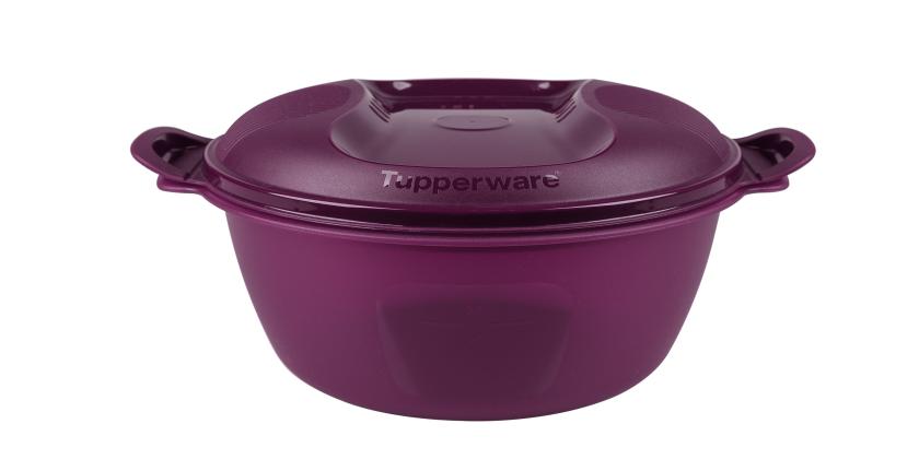 Tupperware Großer Reismeister in violetter Farbe, Unterteil mit Deckel drauf
