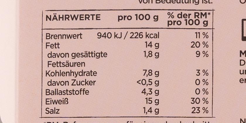 Vegavita Filet Huhn-Art Nährwerte