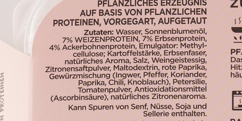 Vegavita Filet Huhn-Art Zutaten