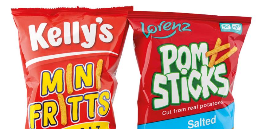 Kelly's Mini Fritts Salz und Lorenz Pomsticks nebeneinander