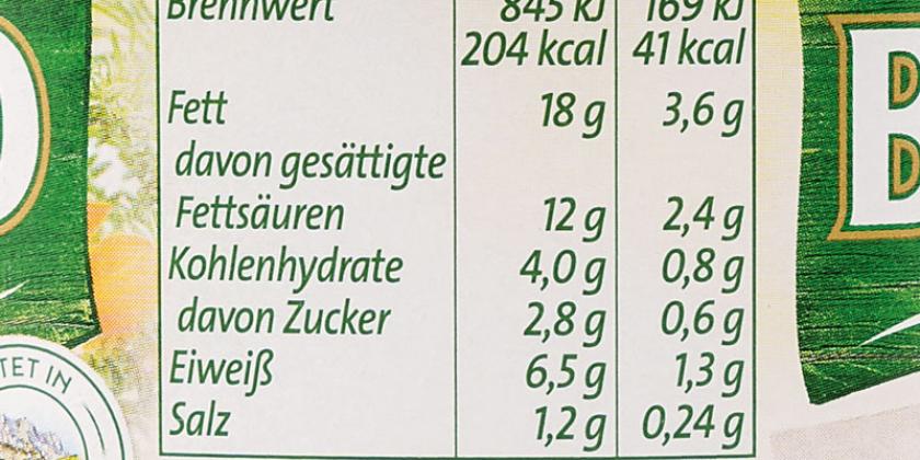 Bresso Wildkräuter - Nährwertangabe