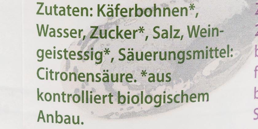 Wertvoll Soulfood Bio Käferbohnen - Zutatenliste