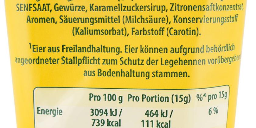 Kuner Mayonnaise Original - Hinweis Eier aus Bodenhaltung