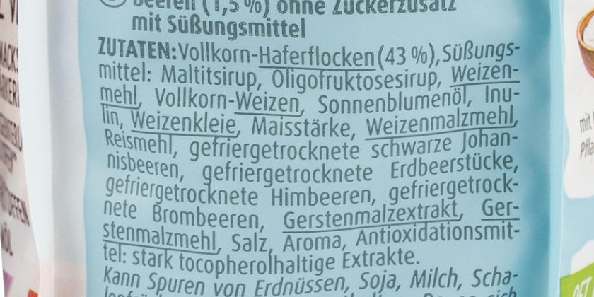 Knusperli Knusper Müsli 0 % Zuckerzusatz Waldbeer - neue Zutatenliste