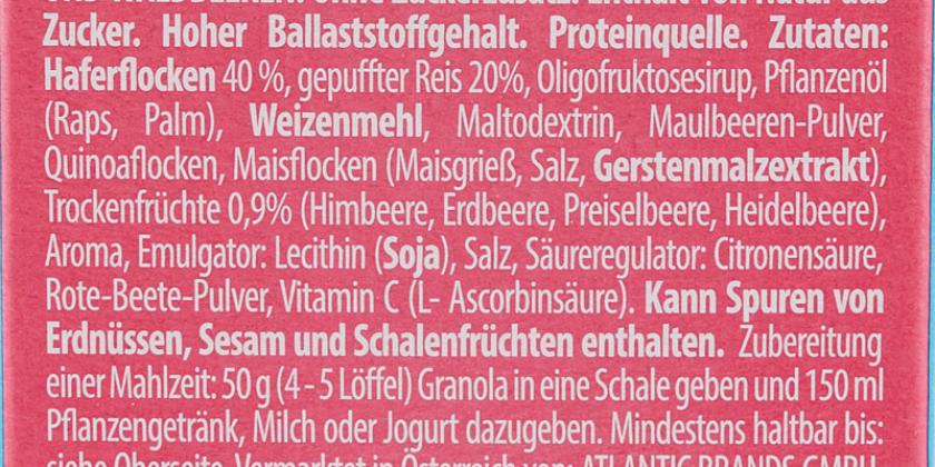 Boom Box Granola & Pops Crunchy Berry - Zutaten