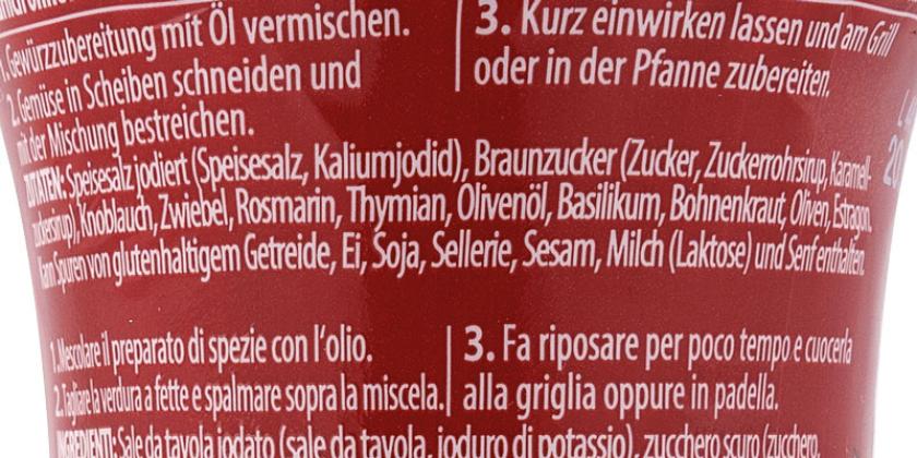 Kotányi Grill Gemüse - Zutaten