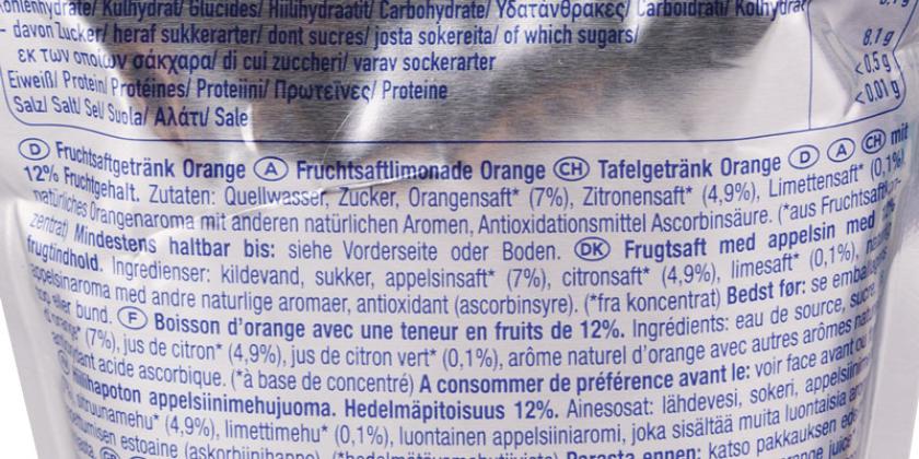 Capri-Sun Orange - Alte Zutatenliste