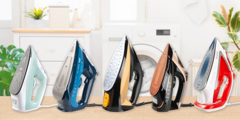 Gruppenbild der Dampfbügeleisen im Test