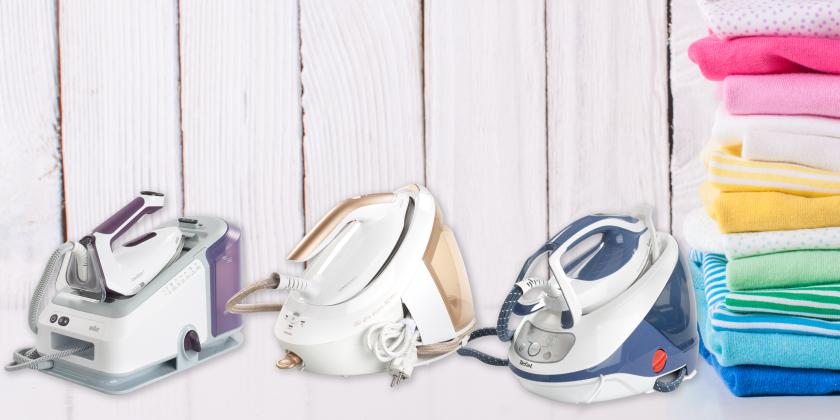 Gruppenbild der Bügelstationen mit Druckboiler im Test