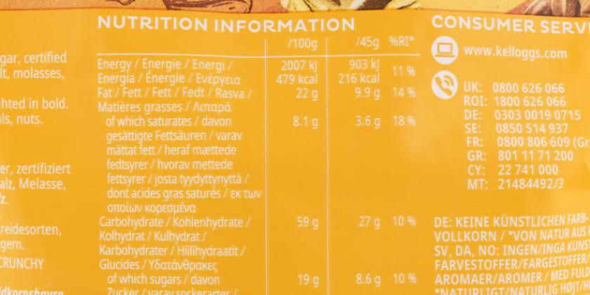 Kellogg's Extra Granola Classic - Nährwerte