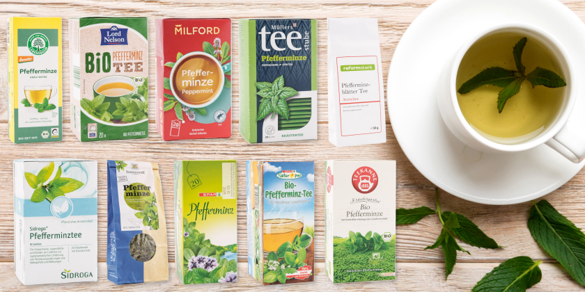 Wirkung Pfefferminztee - Gruppenbild zwei unserer Tees im Test