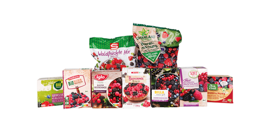 Beerenmischung Test - Gruppenbild der Produkte in unserem Tiefkühlbeeren Test