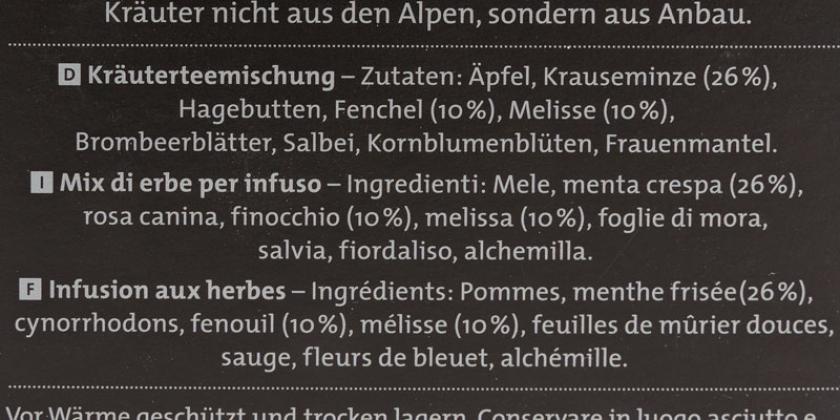 Teekanne Foursenses  - Zutaten