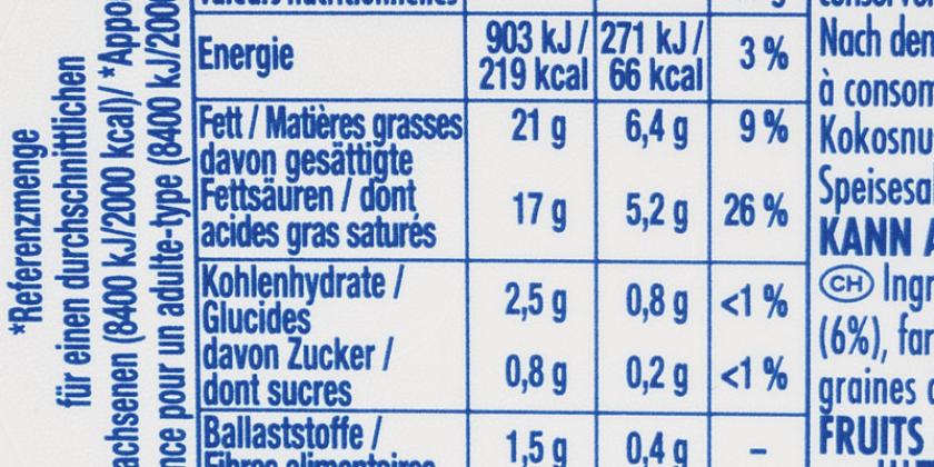 Philadelphia pflanzlich - Nährwerte