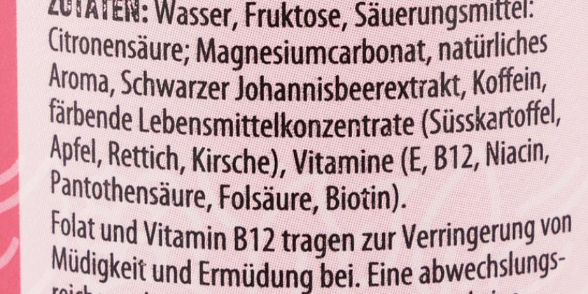 Billa Vitamin Water Himbeere - Zutaten