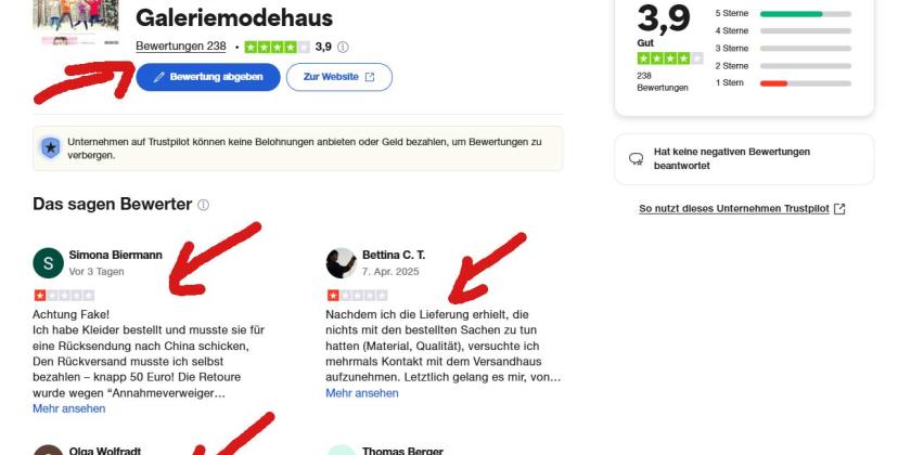 Screenshot Dropshipping - Trustpilot