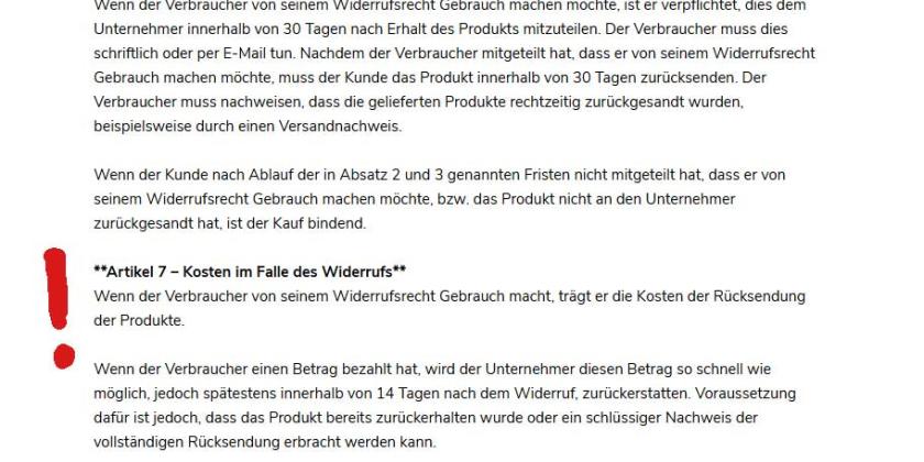 Screenshot der AGB Seite des  Dropshippers modehaus-dusseldorf.de