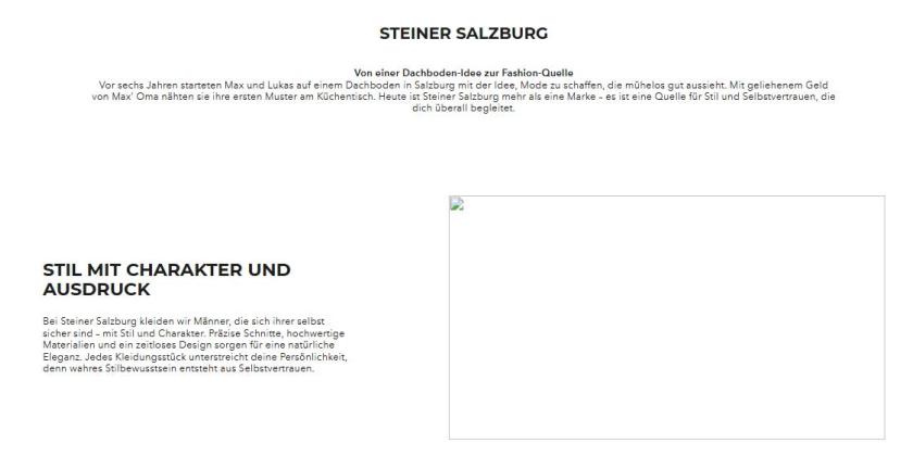 Screenhot eine Dropshipping Webshops wo in der &quot;Über Uns&quot; Seite eine rührselige Geschichte über die Unternehmensgeschichte steht