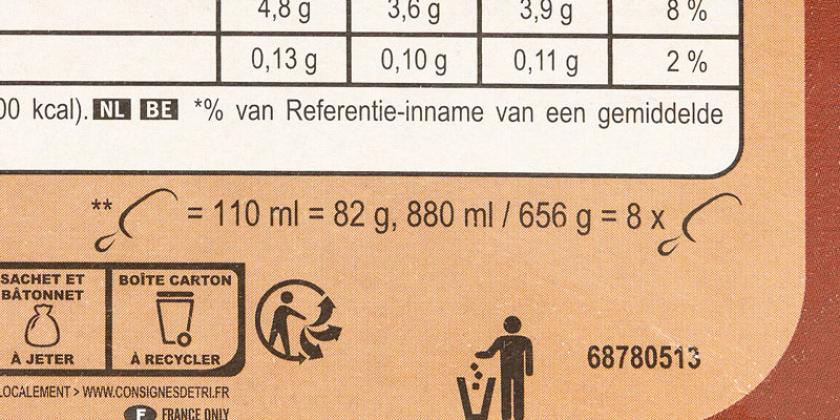 Die Gewichtsangabe einer Packung Magnum Mandel in schwarzer Schrift auf braunem Hintergrund.