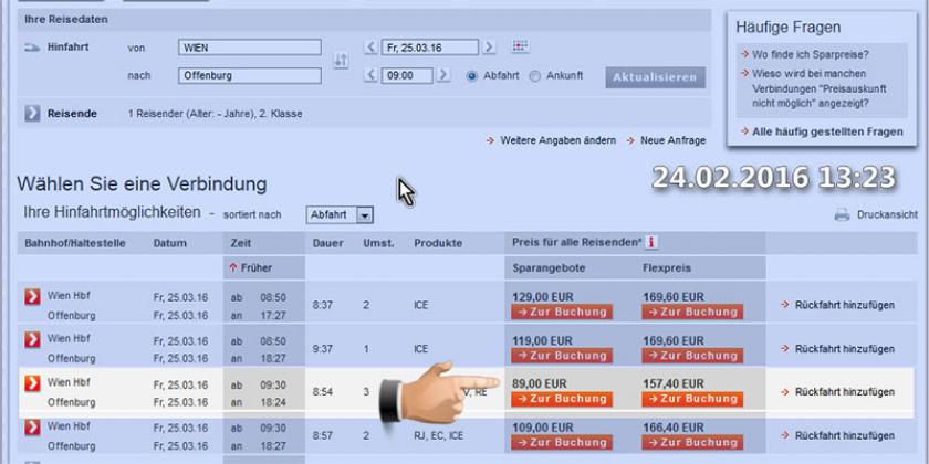 B ÖBB Preisunterschiede 2 2016-03 800px Report ÖBB Preisunterschiede: Tochterfirma der DB (Bild: VKI)