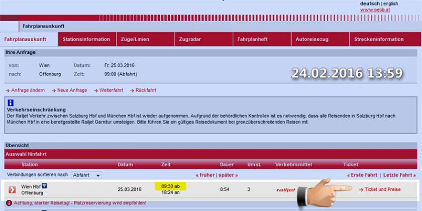 B ÖBB Preisunterschiede 7 2016-03 800px Report ÖBB Preisunterschiede: Verbindung im "Scotty" gefunden (Bild: VKI)