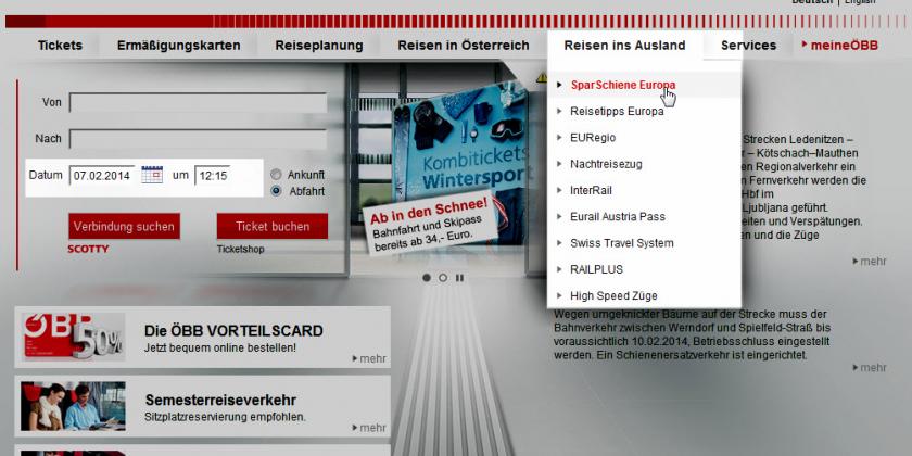 B 6 Online-Buchen ÖBB Scotty 2014-02  Schritt 6 - des Rätsels Lösung (Screenshot: ÖBB-Fahrplan 7.2.2014)