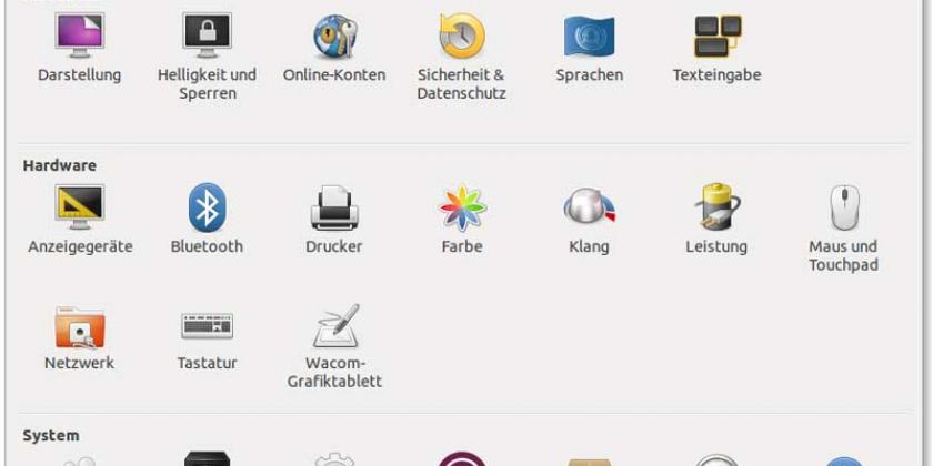 B 07 Linux Arbeiten Ubuntu 800px Systemeinstellungen Linux Ubuntu: Die Systemeinstellungen in der Übersicht (Bild: Simon Mayer/VKI)