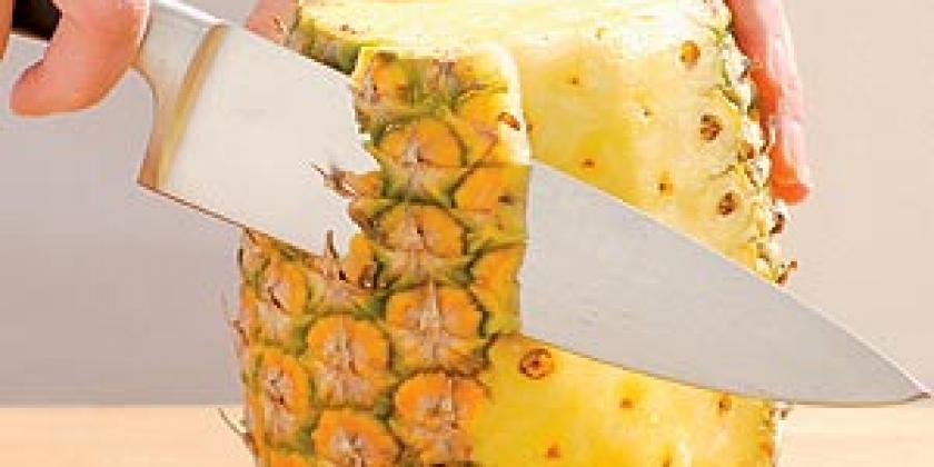 Kochmesser Schälen Ananas Brett Messer Hände