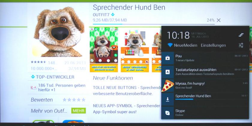 Beim Download einer App wird der Fortschritt mittels eines Balken angezeigt (Bild: VKI/E. Würth)
