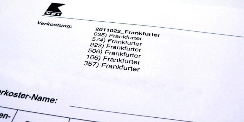 B Frankfurter Verkostung - 1 - Bewertungsformular Laienverkostung im Frankfurter-Test: der Erhebungsbogen (Bild: Tacha/VKi)