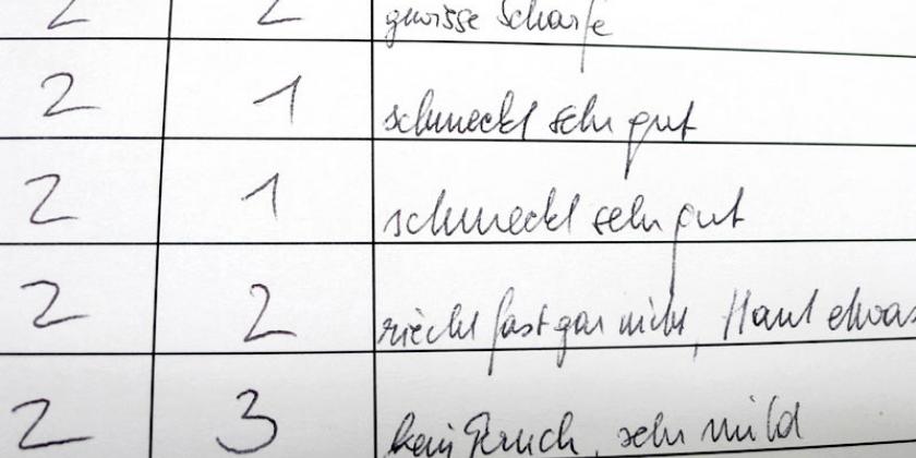 B Frankfurter Verkostung - 5 - Bewertungsurteile Detail Laienverkostung im Frankfurter-Test: die Urteile eines Testers (Bild: Tacha/VKi)