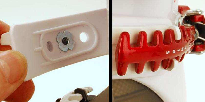 B Skischuh Schischuh 7 800px Schaftschnallen innen außen Schaftschnallen sind verstellbar (Bild: Karl Schreiner/VKI)