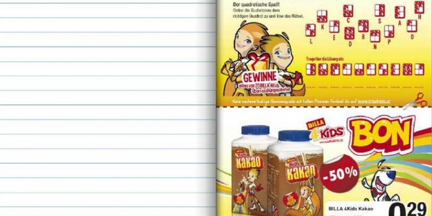 B Werbung im Mitteilungsheft 6 800px Werbung im Mitteilungsheft: Billa4Kids (Bild: Screenshot)