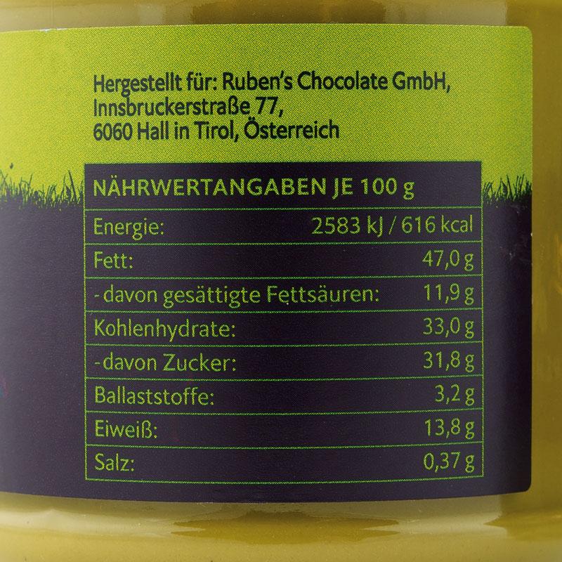 Ursprüngliche Variante, Nährwerte, Aufkleber auf der Rückseite