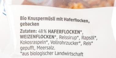 Zutatenliste Hafer Crunchy