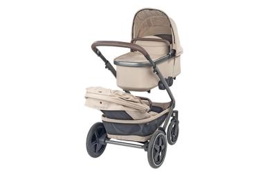 Duo-Kinderwagen mit Liegewanne oben und Sitz unten