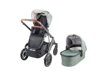 Kombikinderwagen mit Sitz und daneben Liegewanne