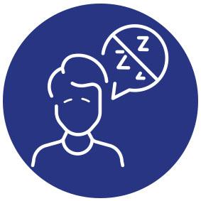 Illustration - Kopf und Oberkörper eines Mannes, darüber eine Sprechblase mit drei Z, über die Blase verläuft ein Querbalken